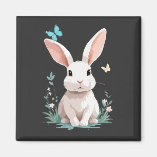 Rabbit Vector Painting Adorable Fun Animal Playing Magnet