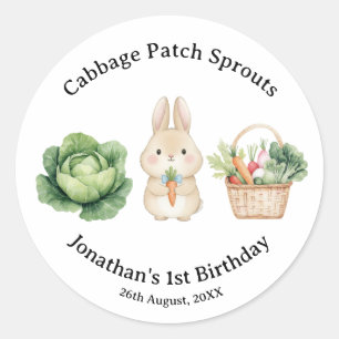  Rabbit Veggie Basket First Birthday Favour Classic Round Sticker