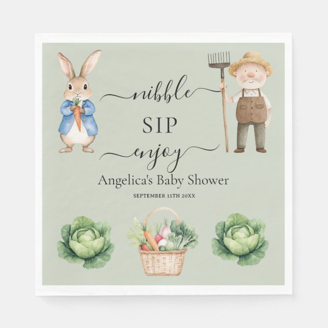 Rabbit Veggies Garden Party Napkin (Front)