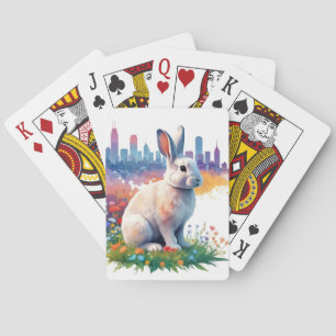 Rabbit Vintage Animal Nature Tree Forest City Art Playing Cards