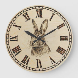 Rabbit Wall Clock | Wood-Burned Style 