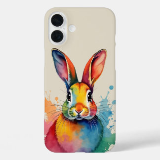 Rabbit Watercolor Art Work iPhone 16 Plus Case
