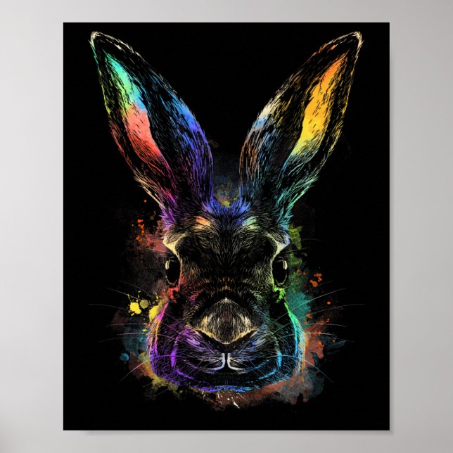Rabbit Watercolor Bunny Hare Pet Easter  Poster (Front)