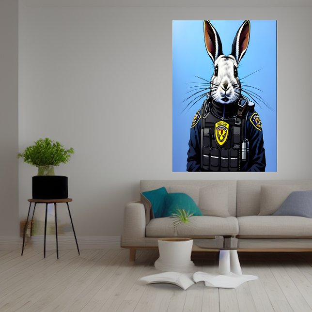 Rabbit wearing police uniform | AI Art  Poster (Creator Uploaded)