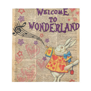 Rabbit Welcome To .. Alice In Wonderland Notepad