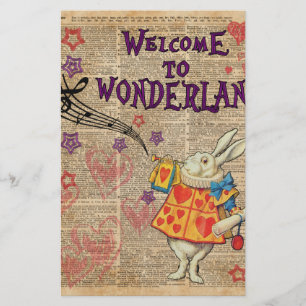 Rabbit Welcome To .. Alice In Wonderland Stationery