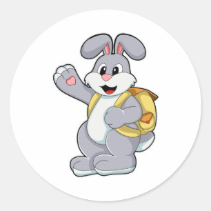 Rabbit with Backpack Classic Round Sticker