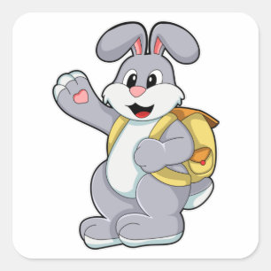 Rabbit with Backpack Square Sticker