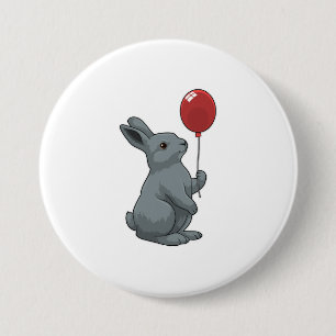 Rabbit with Balloon 7.5 Cm Round Badge