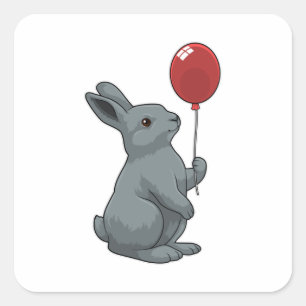 Rabbit with Balloon Square Sticker