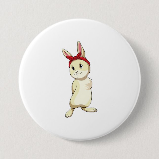 Rabbit with Bandana 7.5 Cm Round Badge (Front)