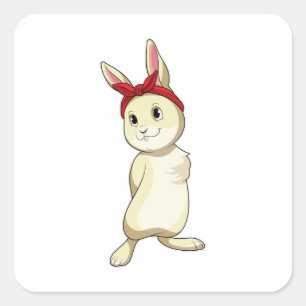 Rabbit with Bandana Square Sticker
