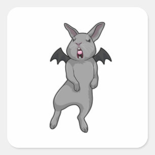Rabbit with Bat wing Square Sticker