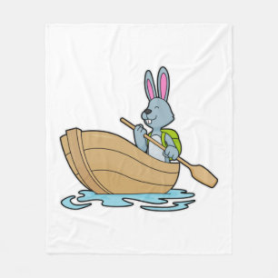 Rabbit with Boat & Paddle Fleece Blanket