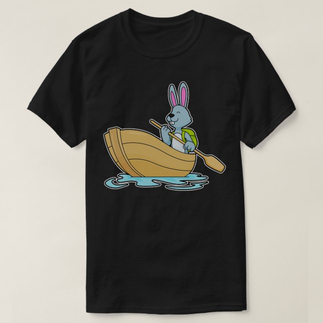 Rabbit with Boat Paddle T-Shirt (Design Front)