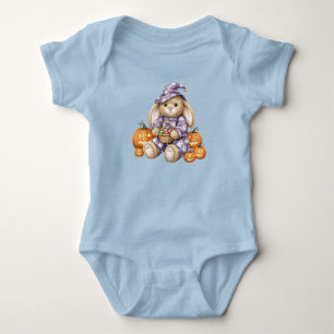  Rabbit with Candy, Halloween, Author Natasha Us   Baby Bodysuit