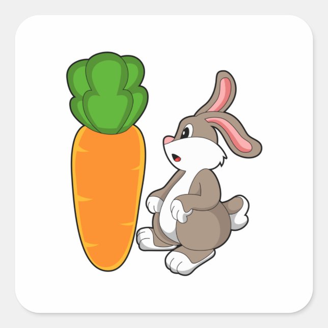 Rabbit with Carrot (2).PNG Square Sticker (Front)