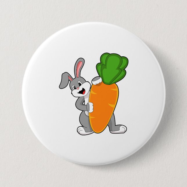 Rabbit with Carrot 7.5 Cm Round Badge (Front)