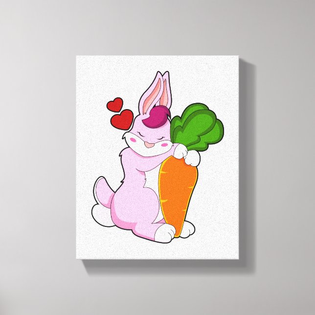 Rabbit with Carrot and Heart Canvas Print (Front)
