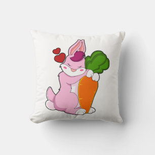 Rabbit with Carrot and Heart Cushion