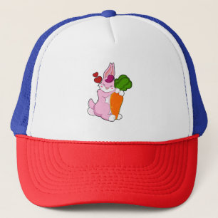 Rabbit with Carrot and Heart Trucker Hat