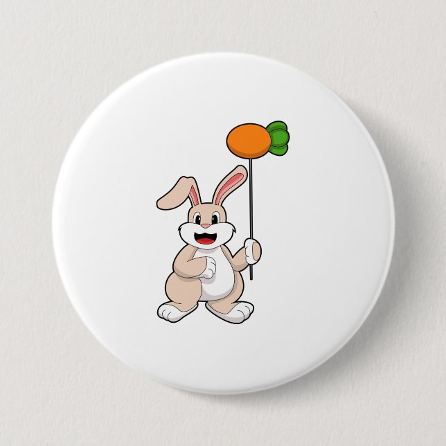 Rabbit with Carrot as Balloon.PNG 7.5 Cm Round Badge (Front)