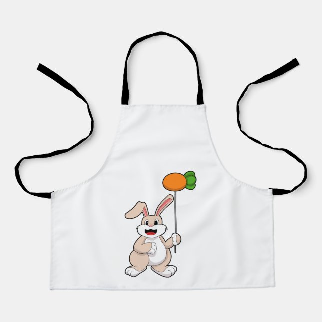 Rabbit with Carrot as Balloon.PNG Apron (Front)