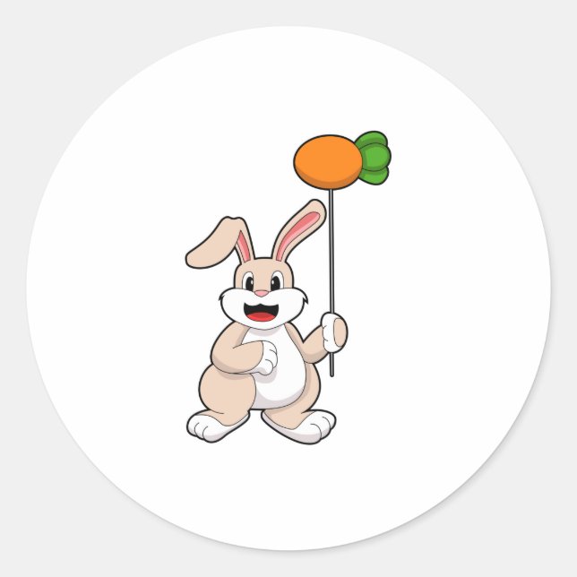 Rabbit with Carrot as Balloon.PNG Classic Round Sticker (Front)
