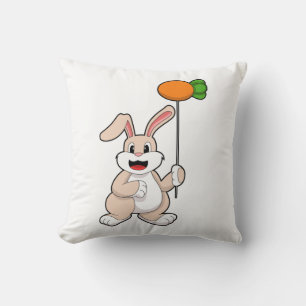 Rabbit with Carrot as Balloon.PNG Cushion
