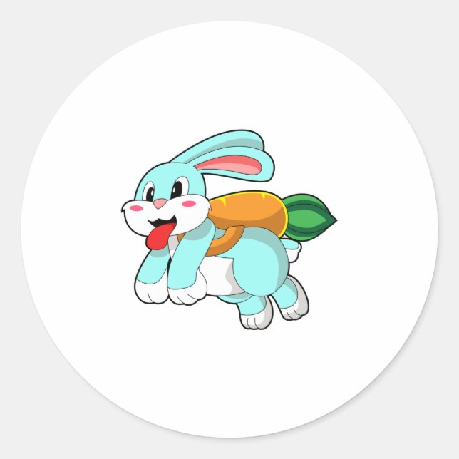 Rabbit with Carrot as Rocket Classic Round Sticker (Front)