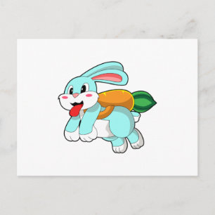 Rabbit with Carrot as Rocket Postcard