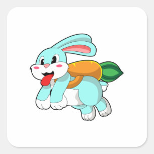 Rabbit with Carrot as Rocket Square Sticker
