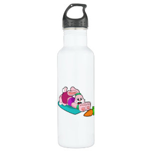 Rabbit with Carrot at Yoga on Yoga mat 710 Ml Water Bottle