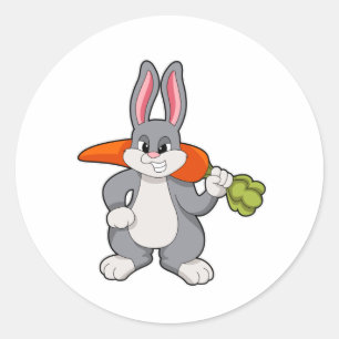 Rabbit with Carrot Classic Round Sticker