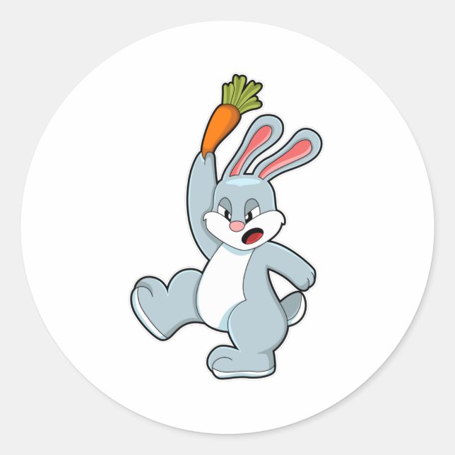 Rabbit with Carrot Classic Round Sticker (Front)
