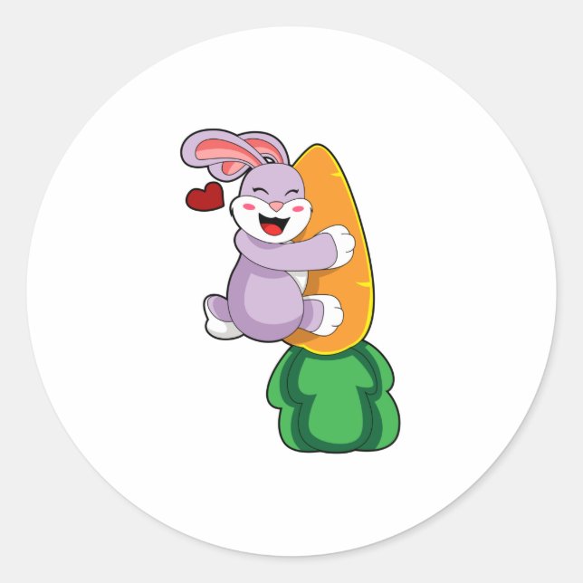 Rabbit with Carrot Classic Round Sticker (Front)