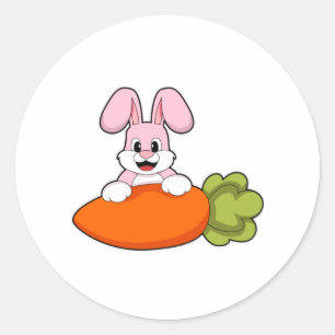 Rabbit with Carrot Classic Round Sticker