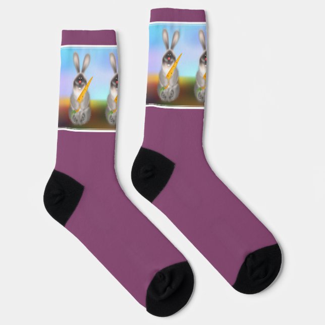 Rabbit with Carrot Crew Socks (Right)
