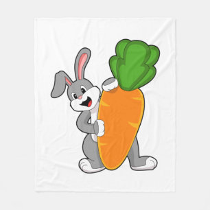 Rabbit with Carrot Fleece Blanket