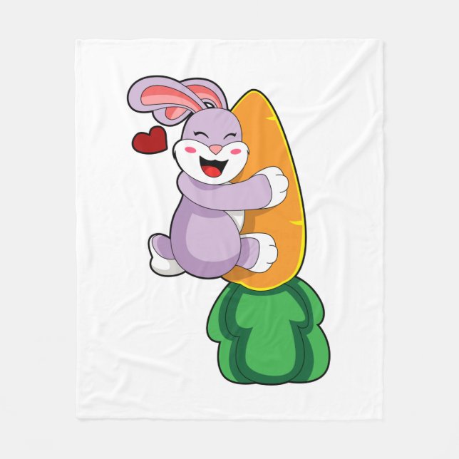 Rabbit with Carrot Fleece Blanket (Front)