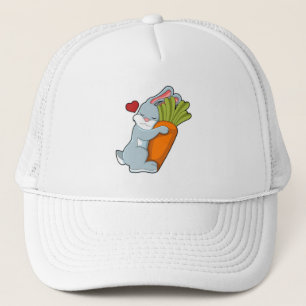Rabbit with Carrot & Heart Trucker Hat