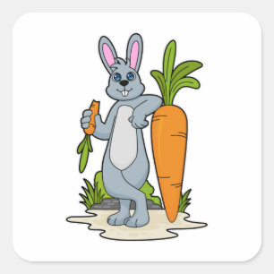 Rabbit with Carrot Square Sticker