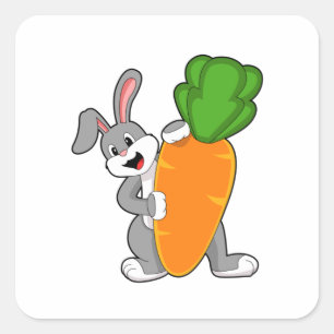 Rabbit with Carrot Square Sticker