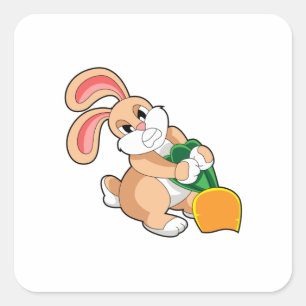 Rabbit with Carrot Square Sticker