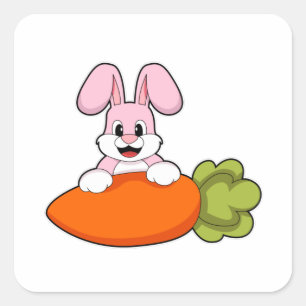 Rabbit with Carrot Square Sticker