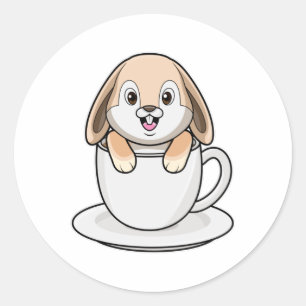 Rabbit with Coffee Cup Classic Round Sticker