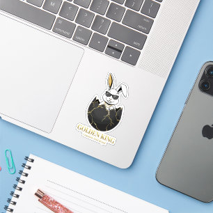 Rabbit with cool glasses, Gold, cracked, royal