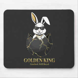 Rabbit with cool glasses, Gold, cracked, royal Mouse Mat