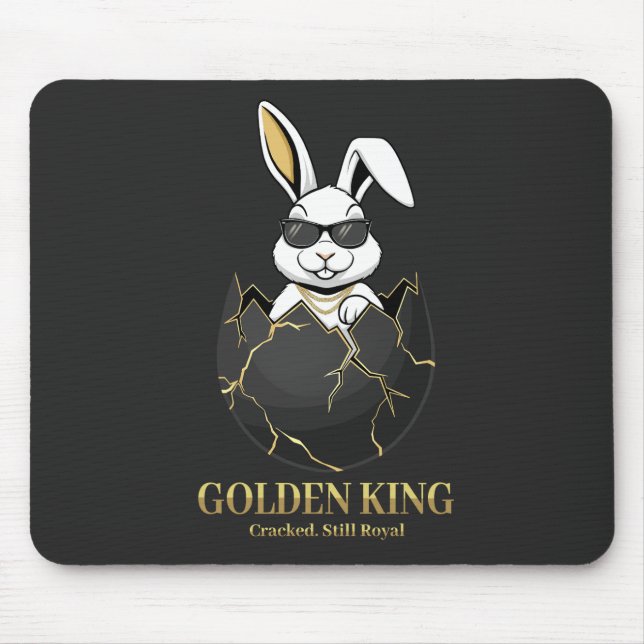 Rabbit with cool glasses, Gold, cracked, royal Mouse Mat (Front)