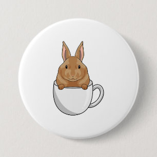 Rabbit with Cup of Coffee 7.5 Cm Round Badge